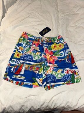 NWT Polo by Ralph Lauren boys Travelers Tropical Print Swim Trunks